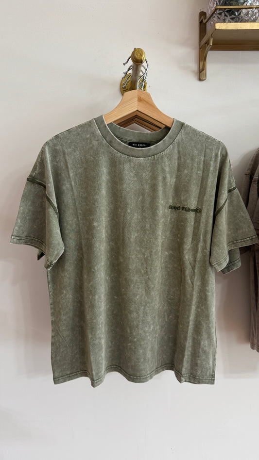 Good Vibes T-Shirt: Olive