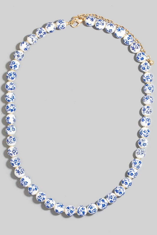 Floral Ceramic Beaded Necklace