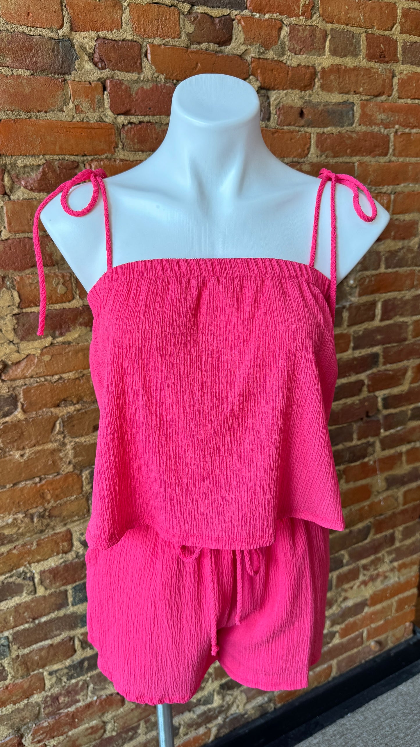 Fuchsia Shoulder Tie Top