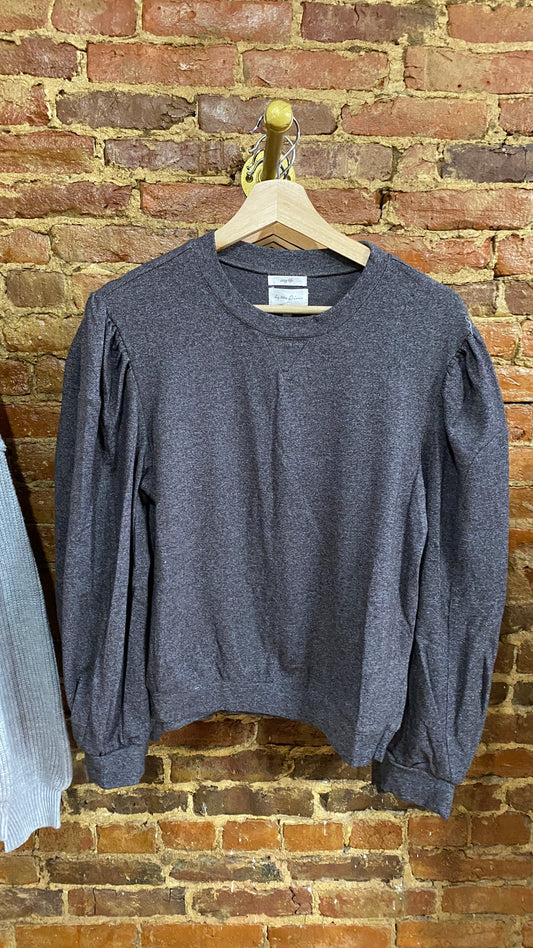 Charcoal Balloon Sleeve Pullover: Small-Large (Last One)