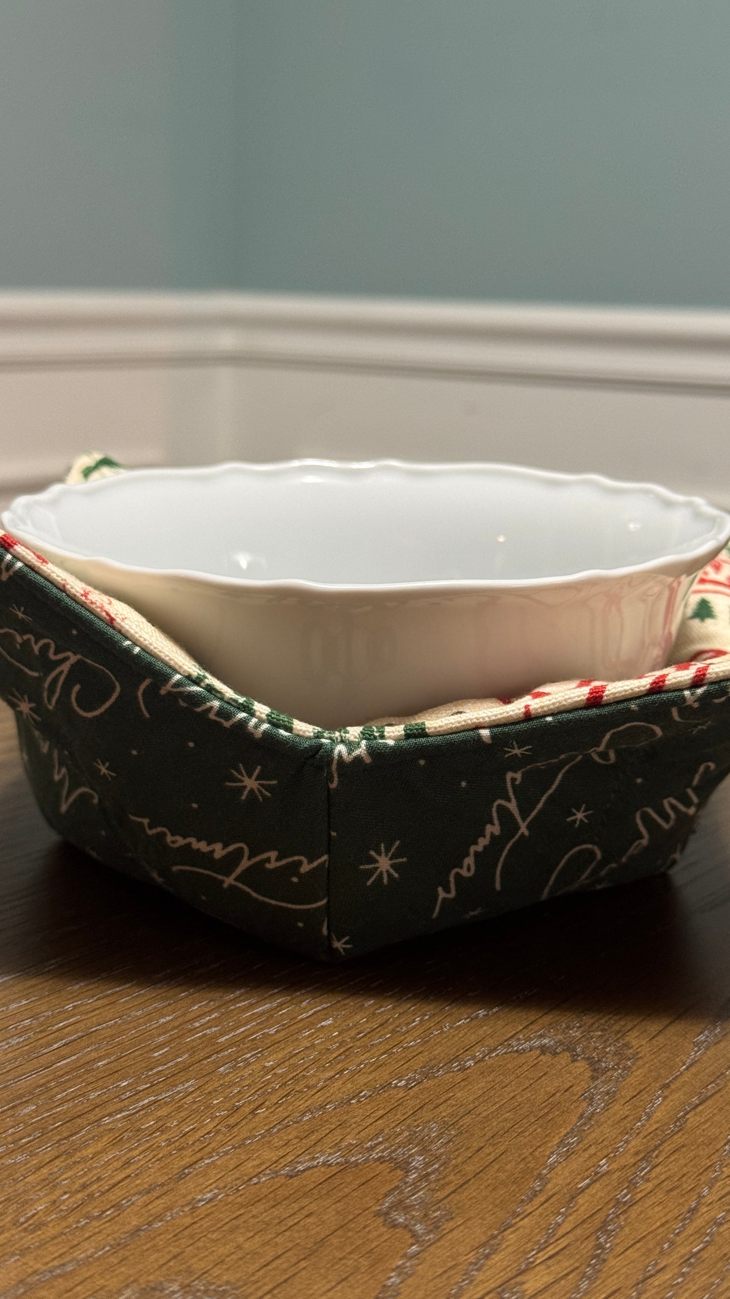 Handmade Bowl Koozie- Traditional Christmas