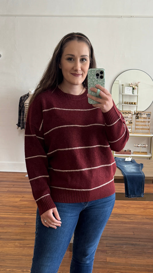 Burgundy Striped Sweater