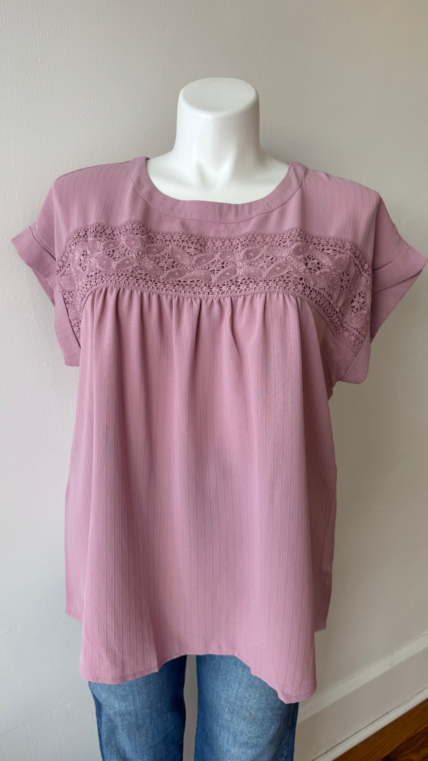 Mauve Lace Detail Top (Small-3XL)