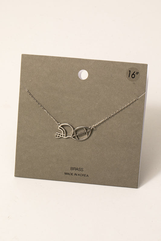 Football Helmet Necklace: Silver