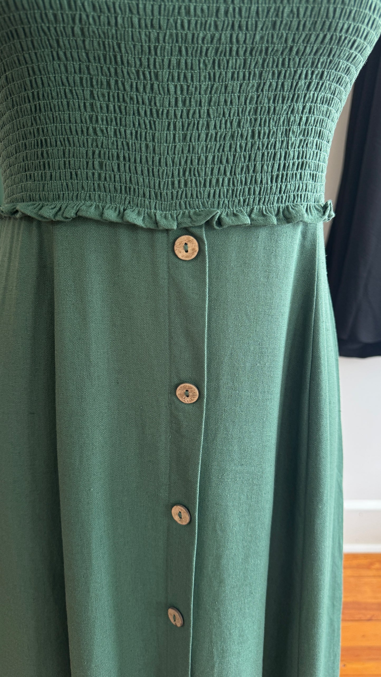 Smocked Button Down Midi Dress