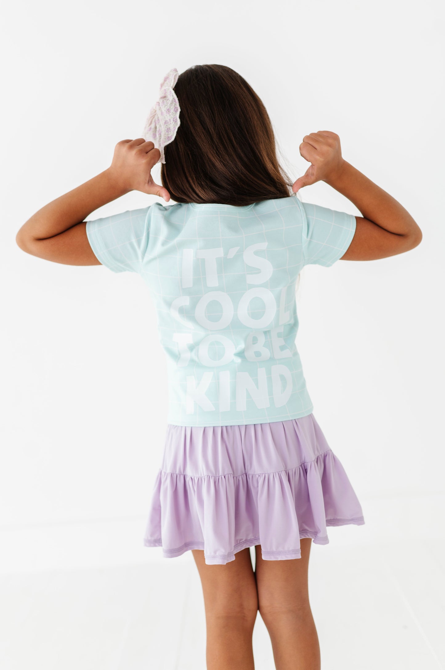 Purple Pocket Backpack Gridded Mint Tee