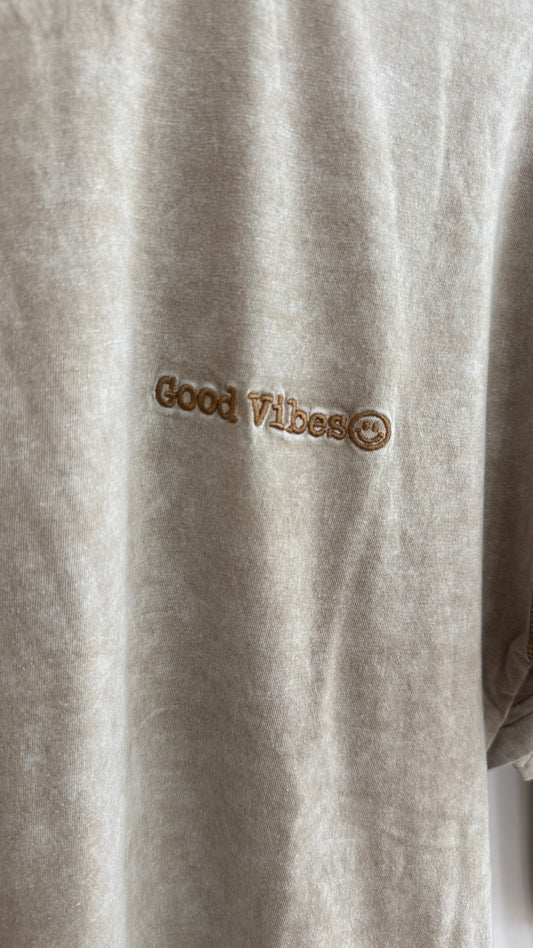 Good Vibes T-Shirt: Tan