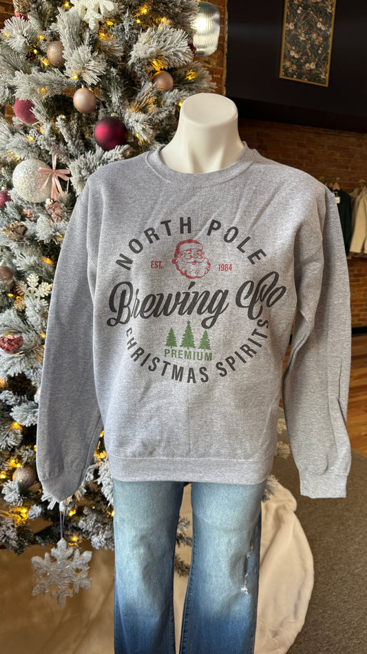 North Pole Brewing Company Crewneck: Heather Grey