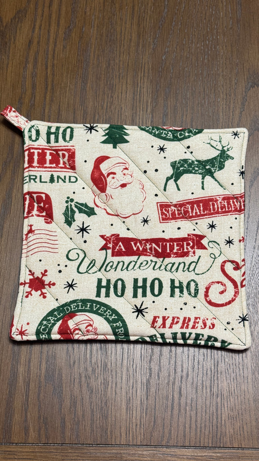 Handmade Potholder- Traditional Christmas