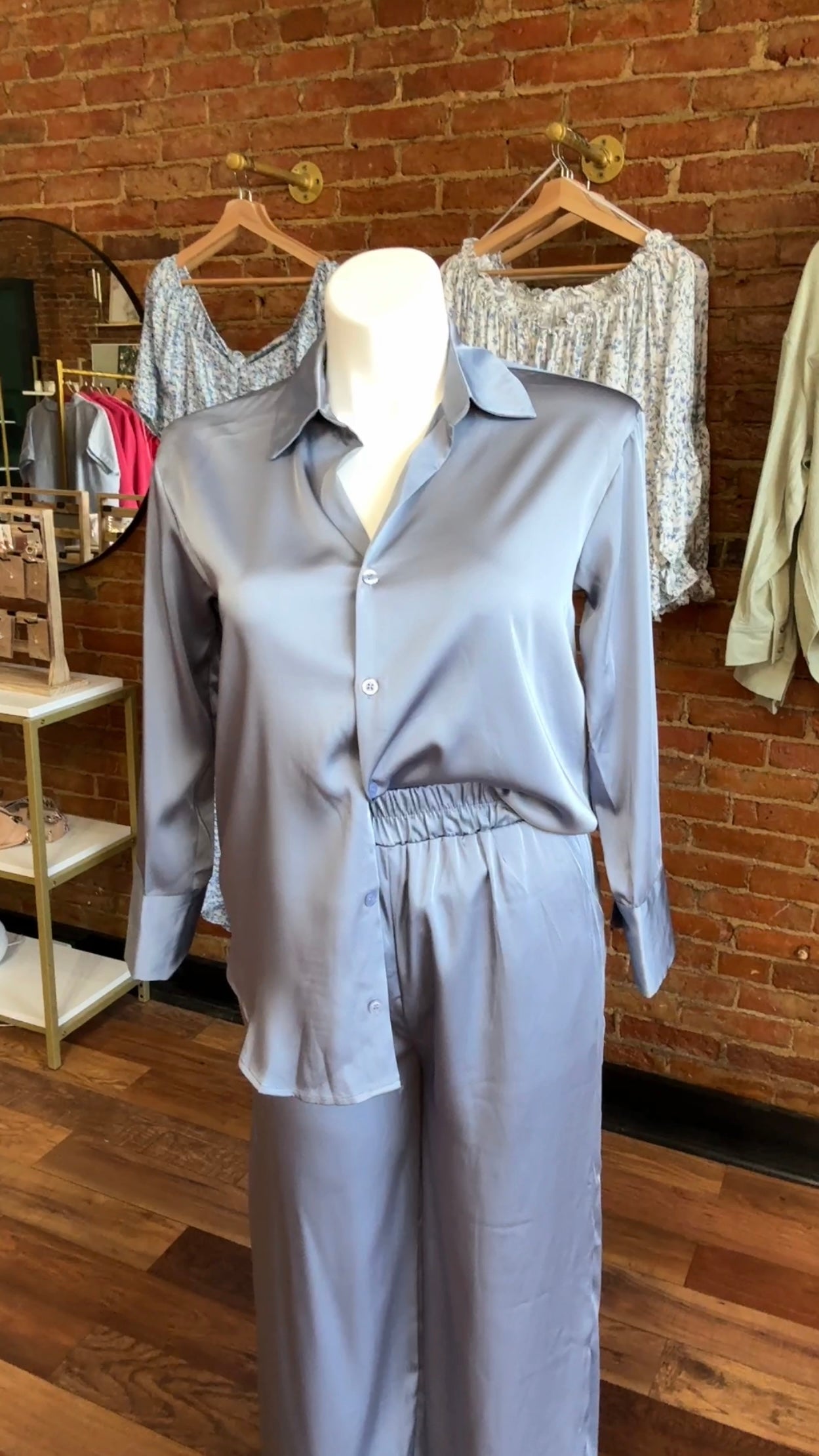 50% Off Clearance: Satin Set: Includes Button Up and Pants