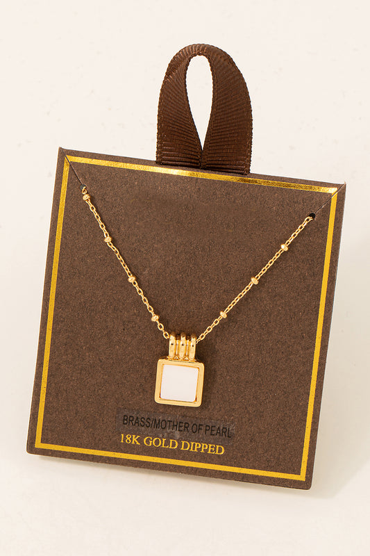 Gold Dipped Pearl Square Necklace