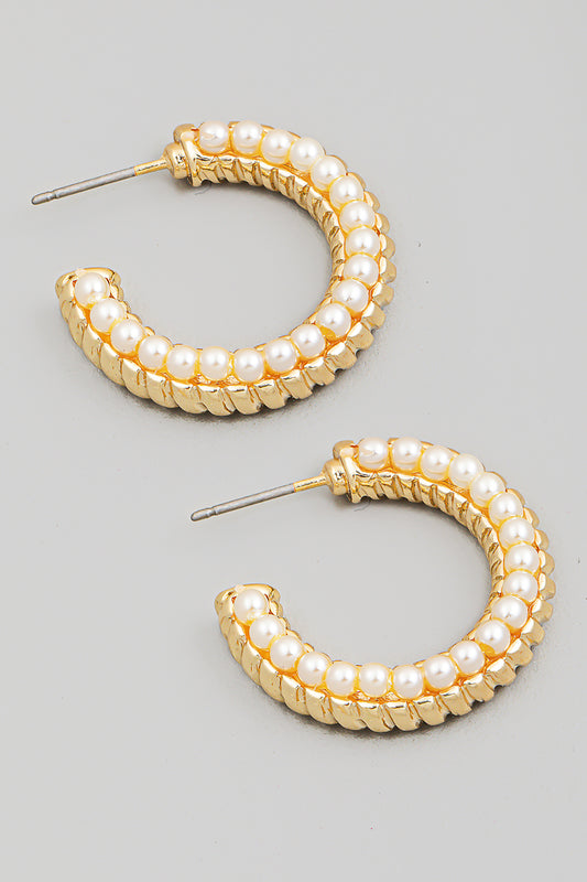 Gold and Pearl Hoops