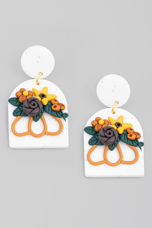 Floral Pumpkin Clay Earring