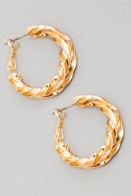 Braided Brass Hoops: Gold