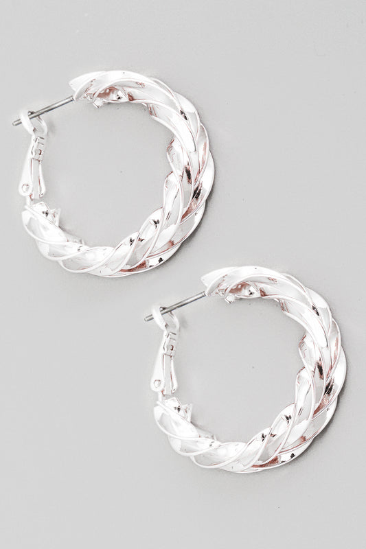 Braided Brass Hoops: Silver