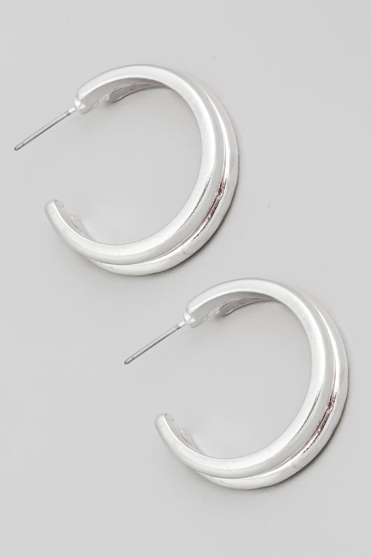Double Layer Hoops: Silver