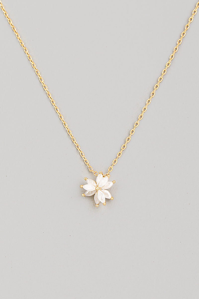 Flower Rhinestone Necklace-Gold