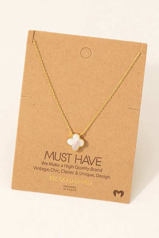 Clover Necklace: White & Gold