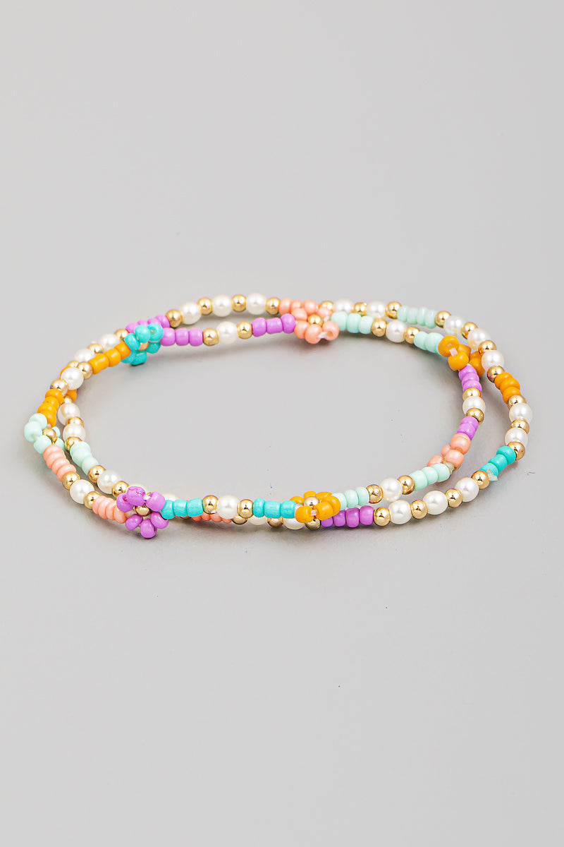 Beaded Flower Bracelet: Pastel