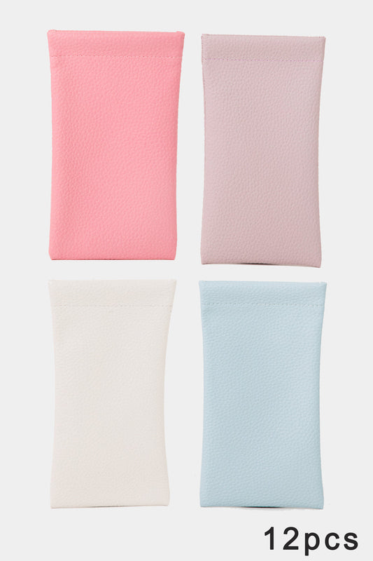 Faux Leather Sunglasses Pouch: Baby Blue