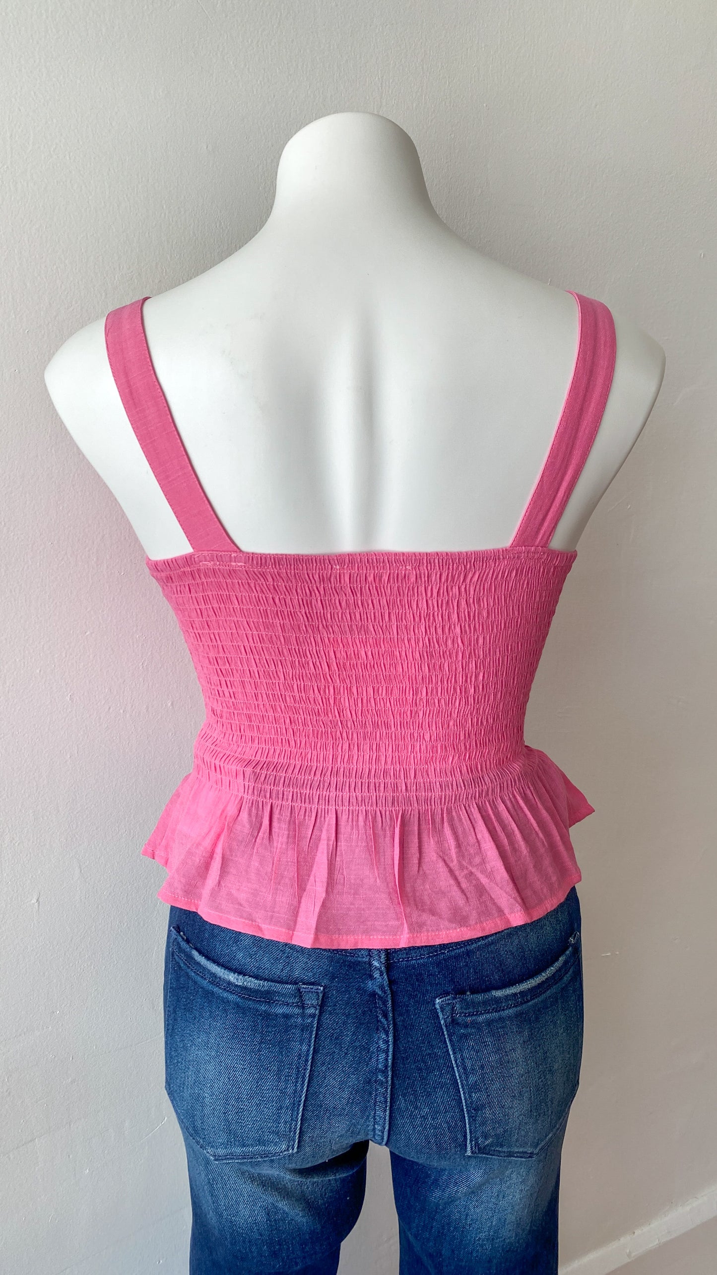 Smocked Corset Style Tank Top- Pink