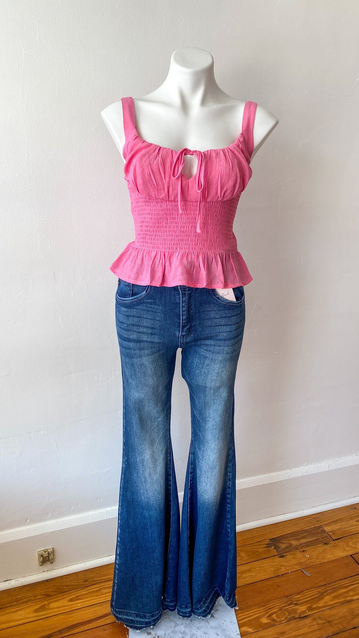 Smocked Corset Style Tank Top- Pink