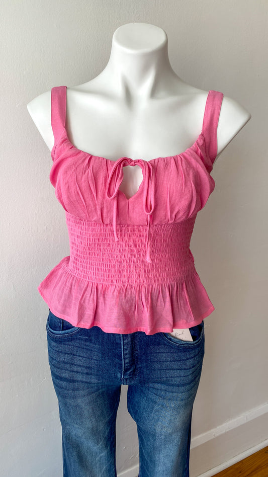 Smocked Corset Style Tank Top- Pink