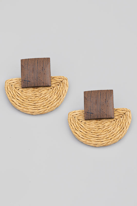 Woven Wood Block Earrings