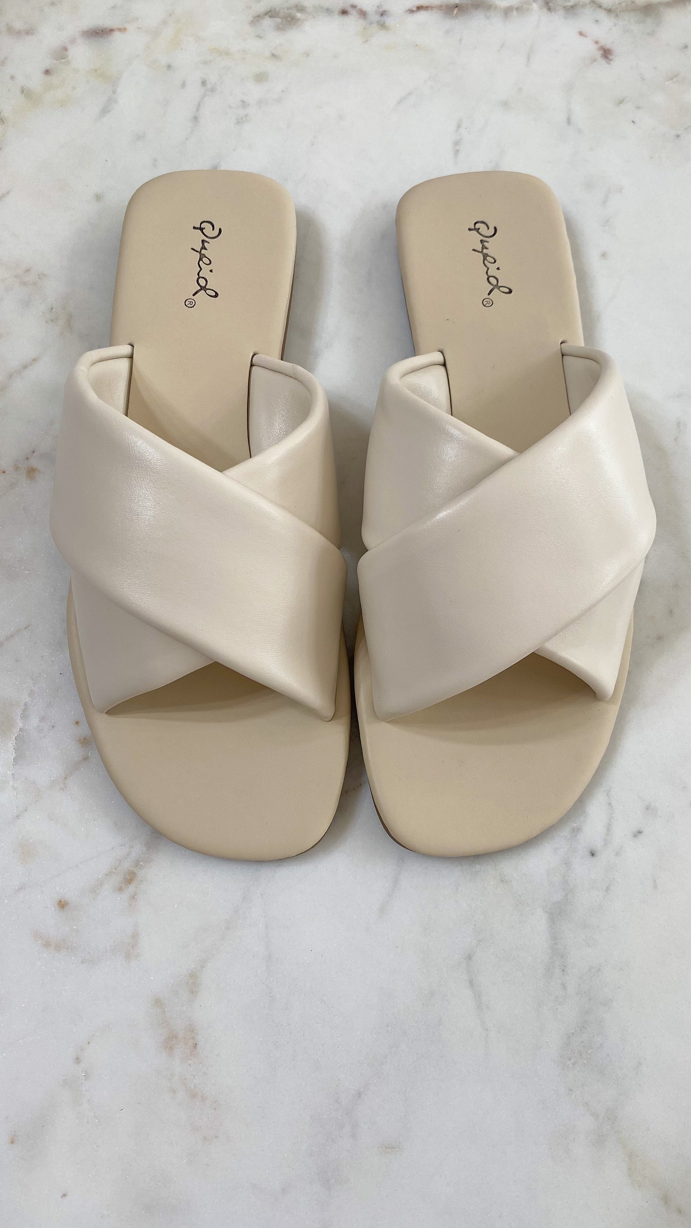 Qupid white cheap sandals