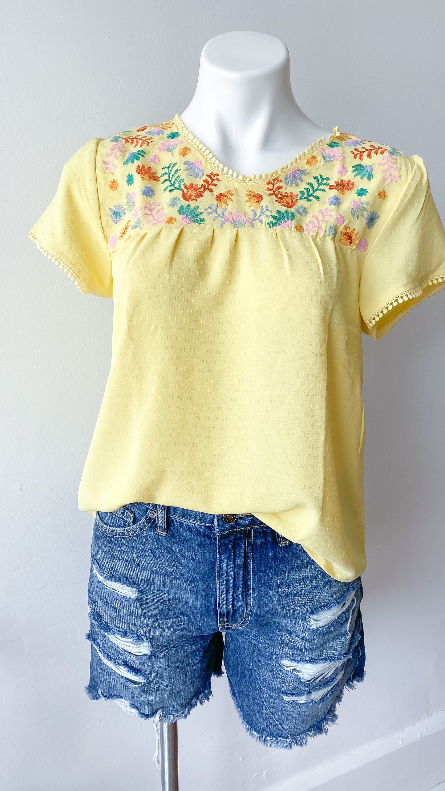 Embroidered Blouse - Yellow: Small-3XL